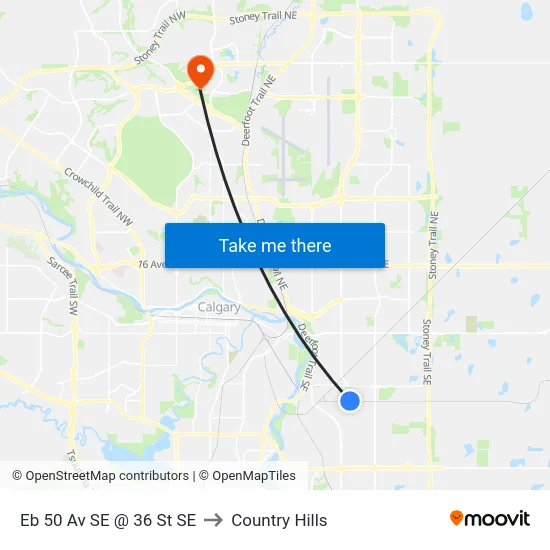 Eb 50 Av SE @ 36 St SE to Country Hills map