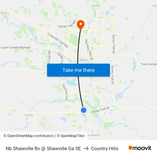 Nb Shawville Bv @ Shawville Ga SE to Country Hills map