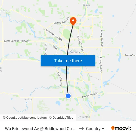 Wb Bridlewood Av @ Bridlewood Co SW to Country Hills map