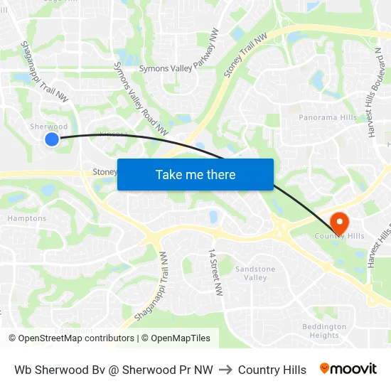 Wb Sherwood Bv @ Sherwood Pr NW to Country Hills map