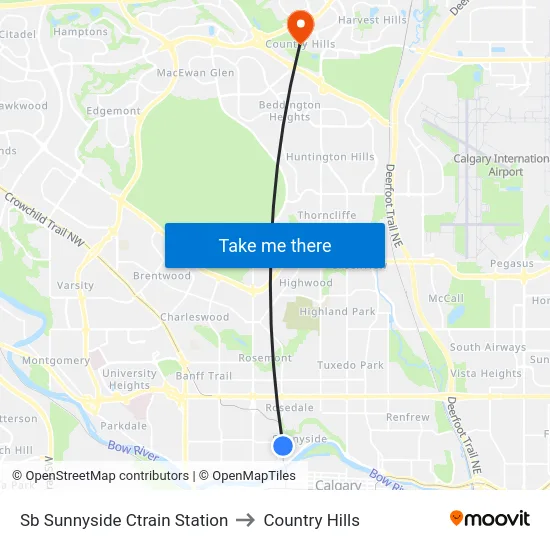 Sb Sunnyside Ctrain Station to Country Hills map