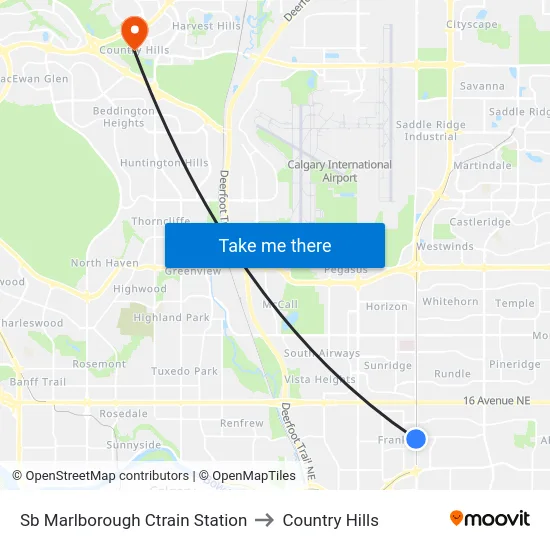 Sb Marlborough Ctrain Station to Country Hills map