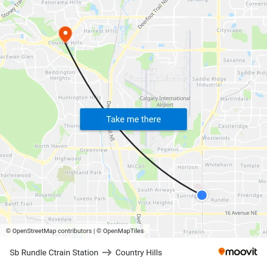 Sb Rundle Ctrain Station to Country Hills map