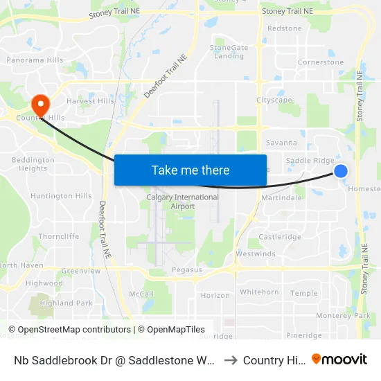 Nb Saddlebrook Dr @ Saddlestone Wy NE to Country Hills map