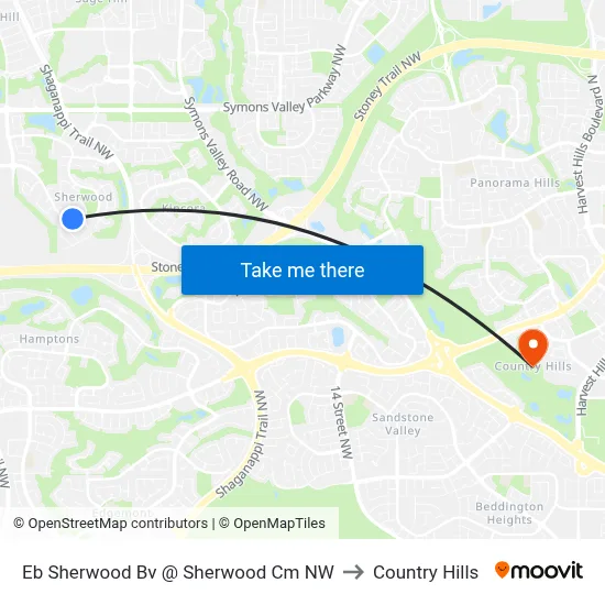 Eb Sherwood Bv @ Sherwood Cm NW to Country Hills map