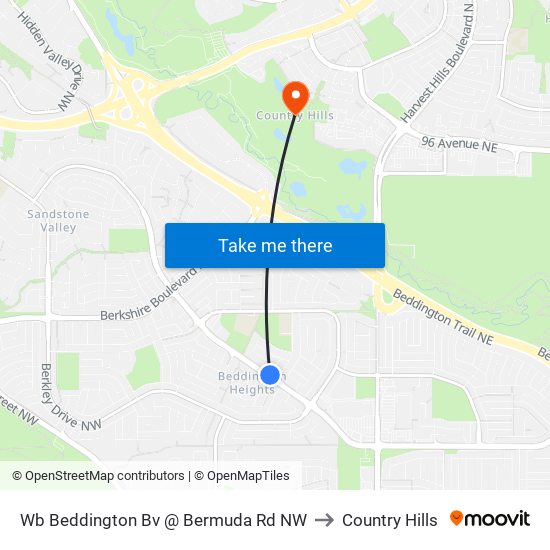 Wb Beddington Bv @ Bermuda Rd NW to Country Hills map