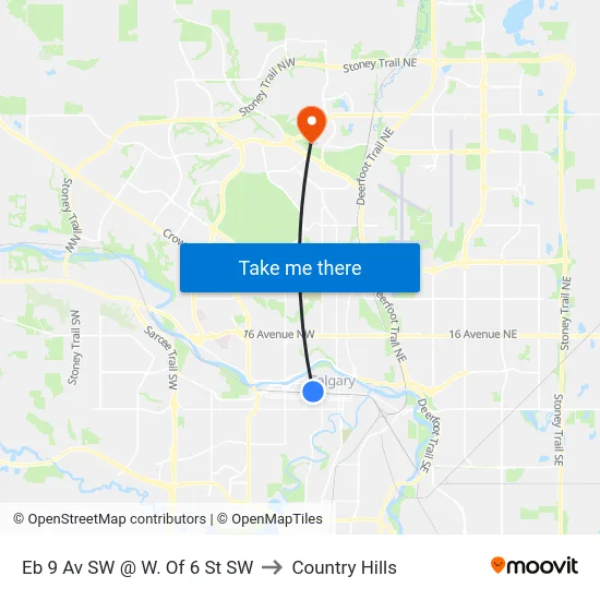 Eb 9 Av SW @ W. Of 6 St SW to Country Hills map