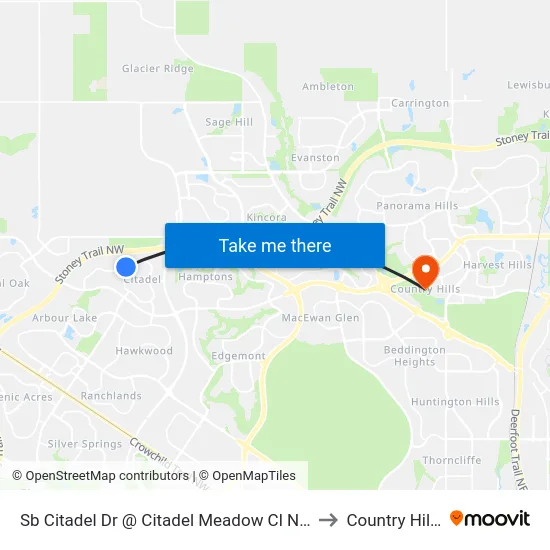 Sb Citadel Dr @ Citadel Meadow Cl NW to Country Hills map