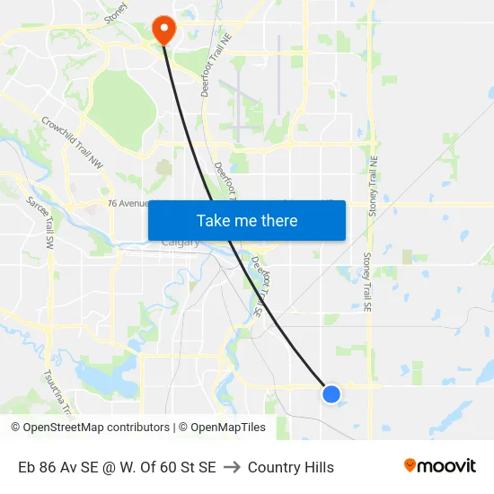 Eb 86 Av SE @ W. Of 60 St SE to Country Hills map