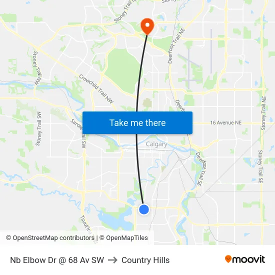 Nb Elbow Dr @  68 Av SW to Country Hills map