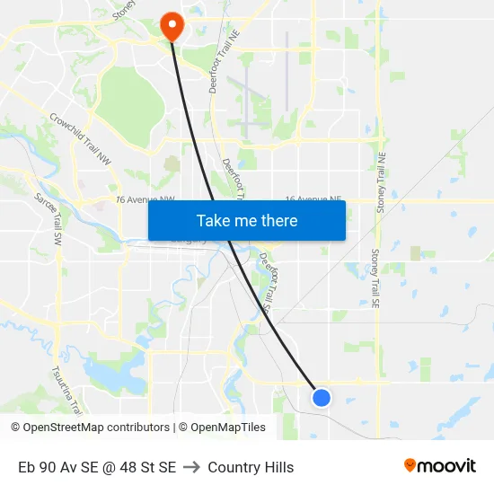 Eb 90 Av SE @ 48 St SE to Country Hills map