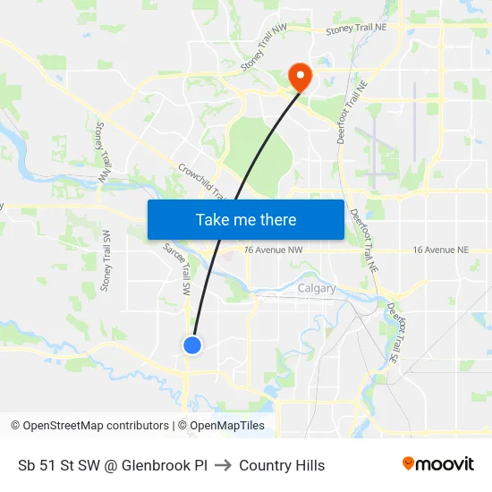 Sb 51 St SW @ Glenbrook Pl to Country Hills map