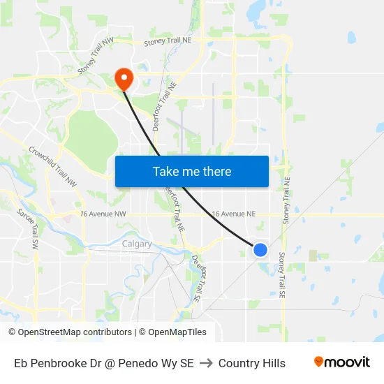 Eb Penbrooke Dr @ Penedo Wy SE to Country Hills map