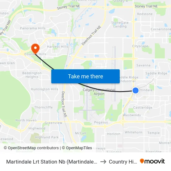 Martindale Lrt Station Nb (Martindale Bv) to Country Hills map