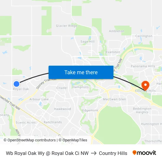 Wb  Royal Oak Wy @  Royal Oak Ci NW to Country Hills map