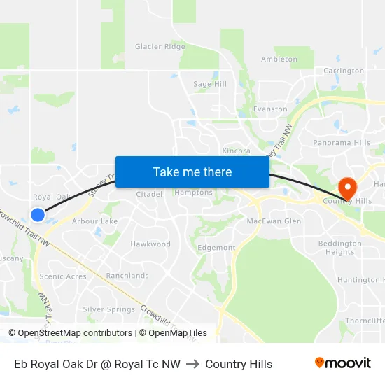 Eb Royal Oak Dr @ Royal Tc NW to Country Hills map