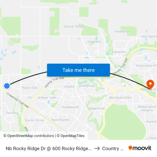 Nb Rocky Ridge Dr @ 600 Rocky Ridge Vw NW to Country Hills map