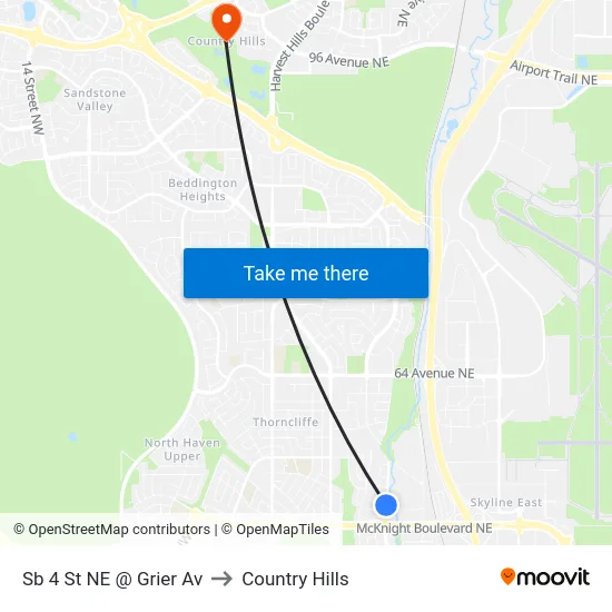 Sb 4 St NE @ Grier Av to Country Hills map