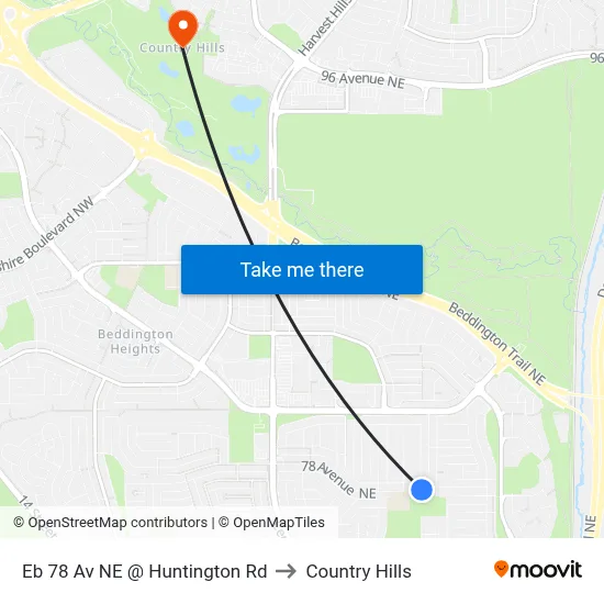 Eb 78 Av NE @ Huntington Rd to Country Hills map