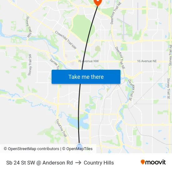 Sb 24 St SW @ Anderson Rd to Country Hills map