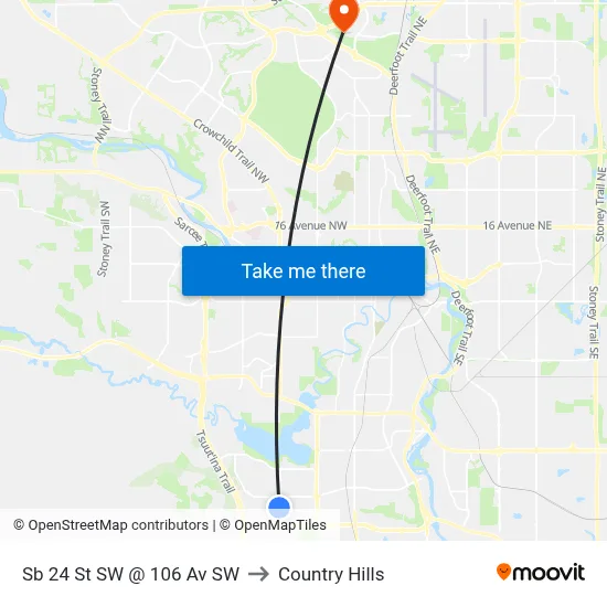 Sb 24 St SW @ 106 Av SW to Country Hills map