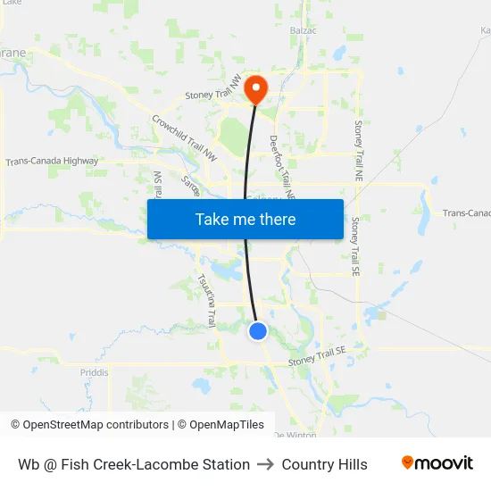 Wb @ Fish Creek-Lacombe Station to Country Hills map