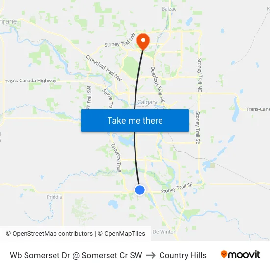 Wb Somerset Dr @ Somerset Cr SW to Country Hills map