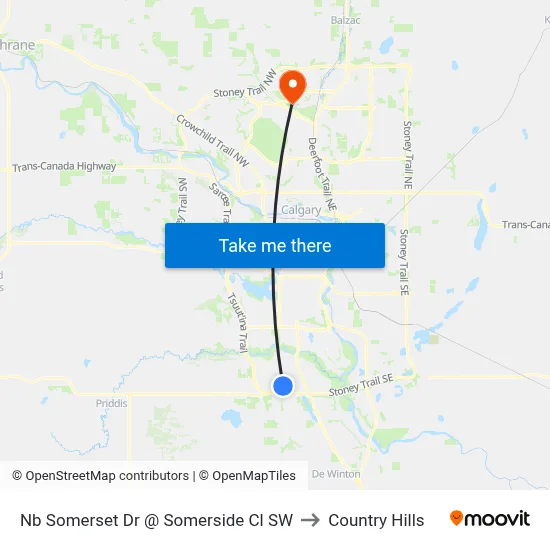 Nb Somerset Dr @ Somerside  Cl SW to Country Hills map