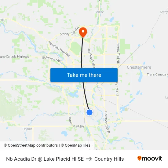 Nb Acadia Dr @ Lake Placid Hl SE to Country Hills map