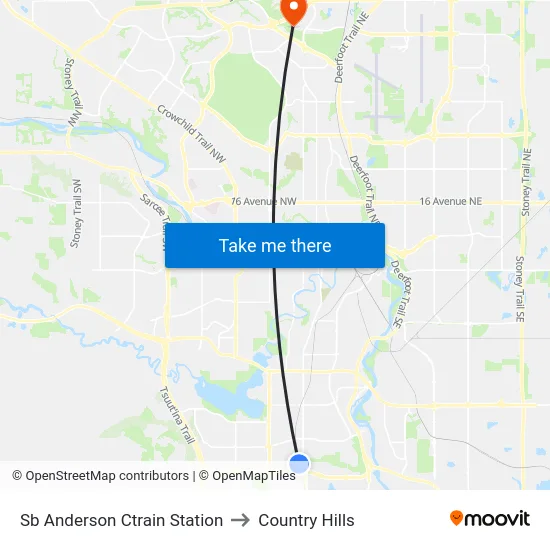 Sb Anderson Ctrain Station to Country Hills map