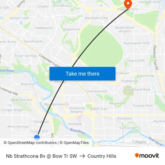 Nb Strathcona Bv @ Bow Tr SW to Country Hills map