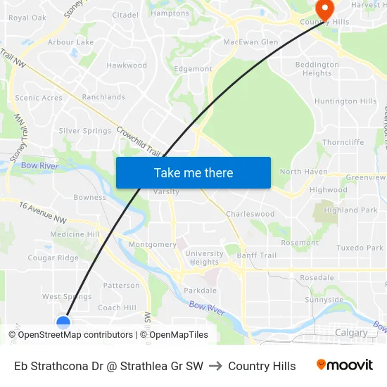 Eb Strathcona Dr @ Strathlea Gr SW to Country Hills map