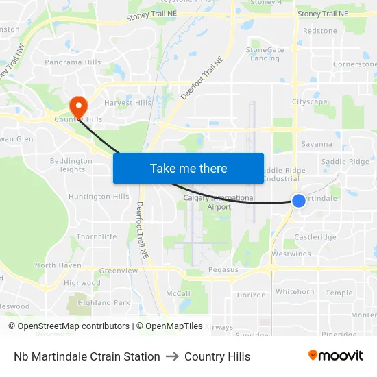 Nb Martindale Ctrain Station to Country Hills map