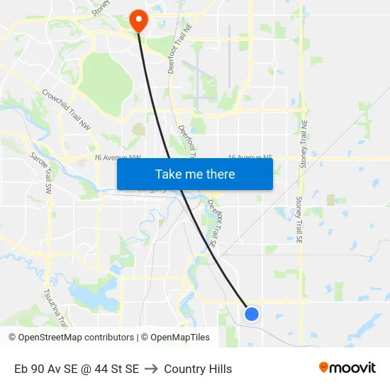 Eb 90 Av SE @ 44 St SE to Country Hills map