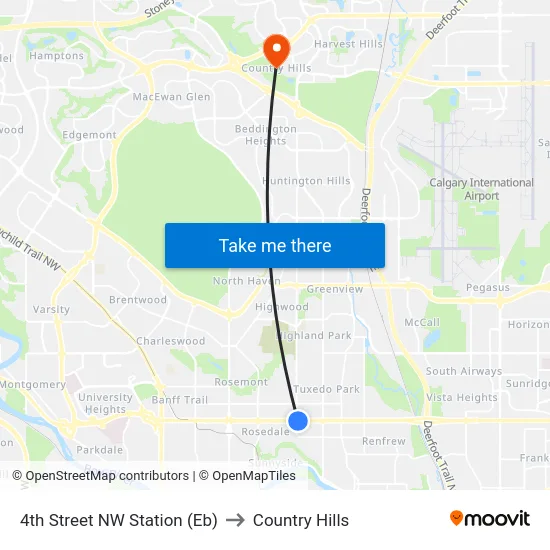 4th Street NW Station (Eb) to Country Hills map