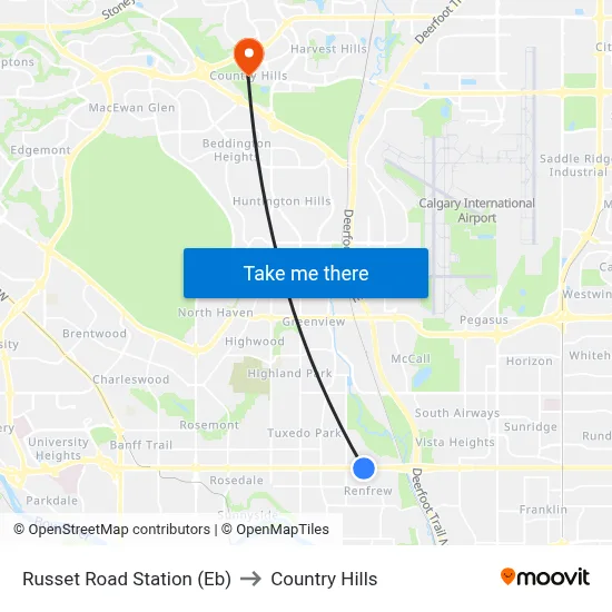 Russet Road Station (Eb) to Country Hills map