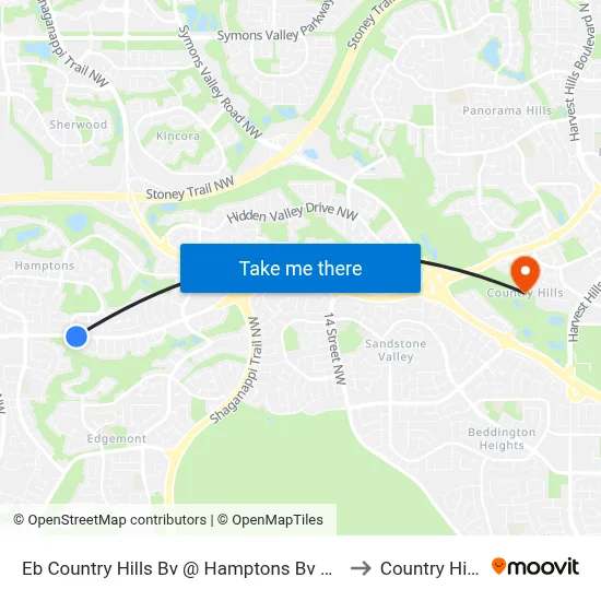 Eb Country Hills Bv @ Hamptons Bv NW to Country Hills map