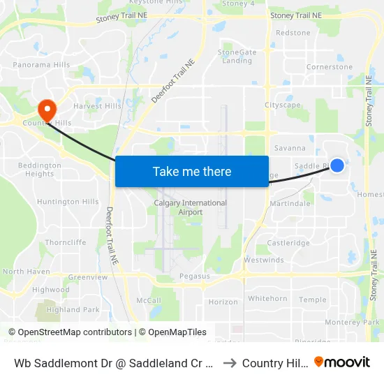 Wb Saddlemont Dr @ Saddleland Cr NE to Country Hills map