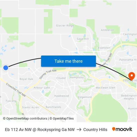 Eb 112 Av NW @ Rockyspring Ga NW to Country Hills map