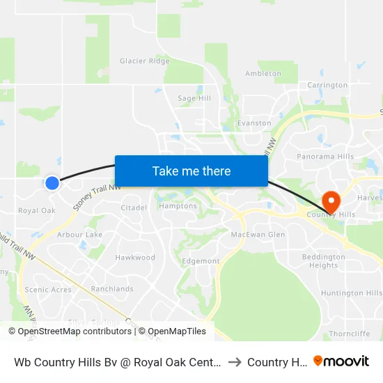 Wb Country Hills Bv @ Royal Oak Centre NW to Country Hills map