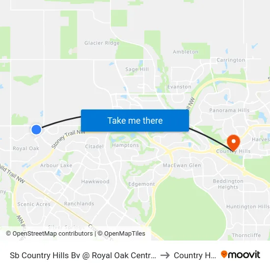 Sb Country Hills Bv @ Royal Oak Centre NW to Country Hills map