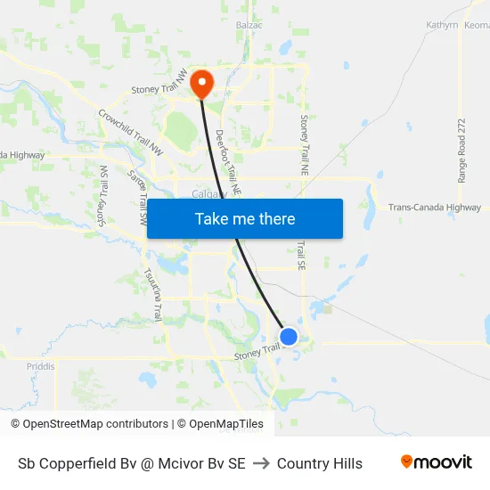 Sb Copperfield Bv @ Mcivor Bv SE to Country Hills map