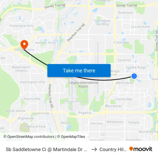 Sb Saddletowne Ci @ Martindale Dr NE to Country Hills map