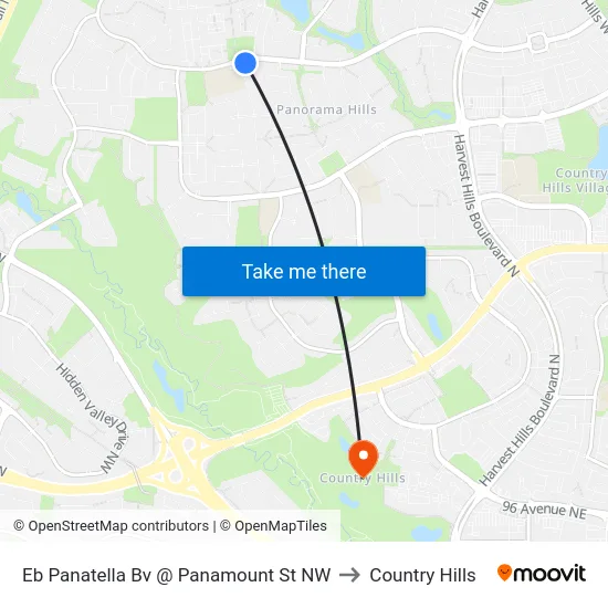 Eb Panatella Bv @ Panamount St NW to Country Hills map