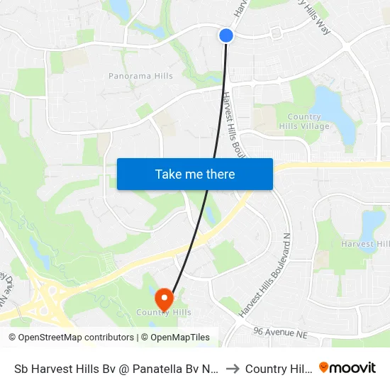 Sb Harvest Hills Bv @ Panatella Bv NW to Country Hills map