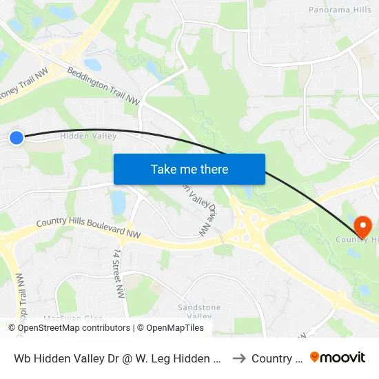 Wb Hidden Valley Dr @ W. Leg Hidden Ranch Cr NW to Country Hills map