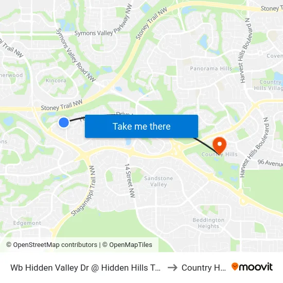 Wb Hidden Valley Dr @ Hidden Hills Tc NW to Country Hills map