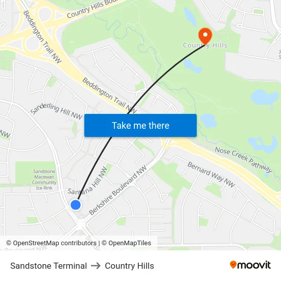 Sandstone Terminal to Country Hills map
