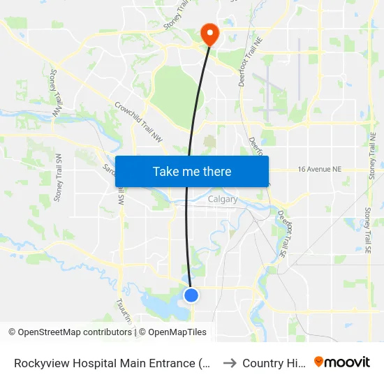 Rockyview Hospital Main Entrance (Nb) to Country Hills map