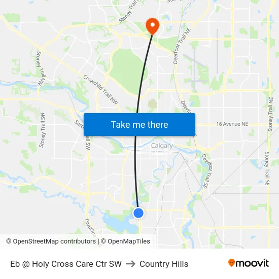 Eb @ Holy Cross Care Ctr SW to Country Hills map